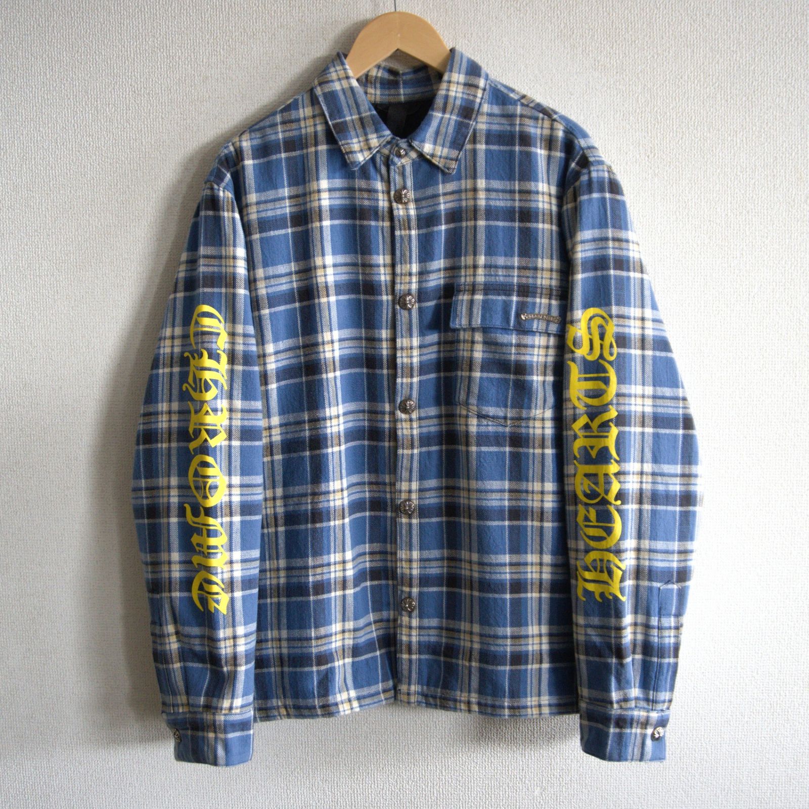 【最高級】CHROME HEARTS【Y NOT WORK DOG Flannel Check Shirt Jacket】L クロムハーツ チェック シャツ 26060115