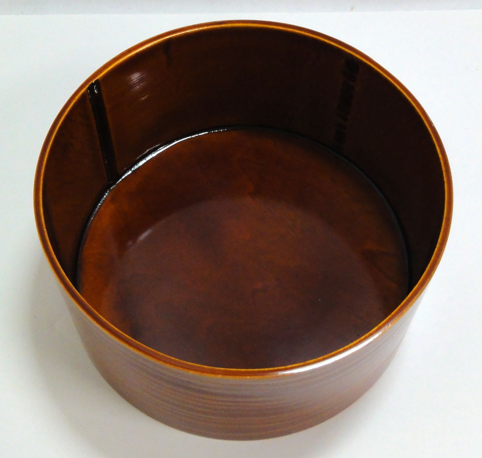M[宅60]1089 飛騨春慶塗 曲建水 天然木 漆器 茶道具 箱なし 未使用品