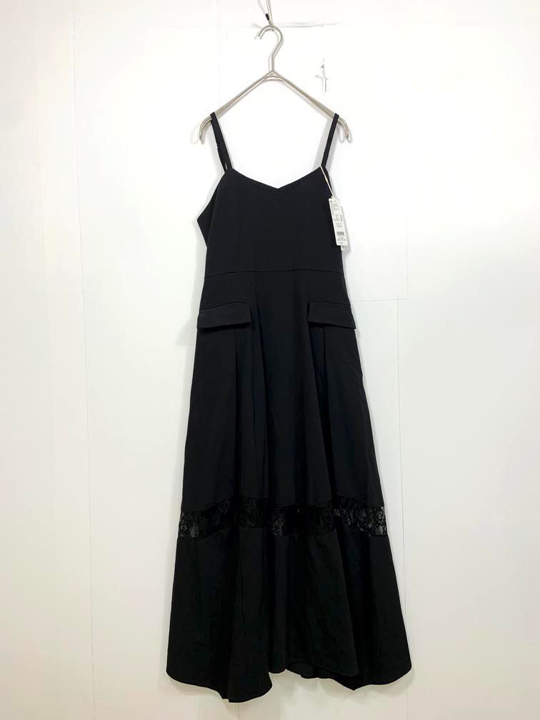 新品 HARE ハレ 接触冷感 レース切替キャミ ワンピース sizeF/黒 ■◆◎レディース