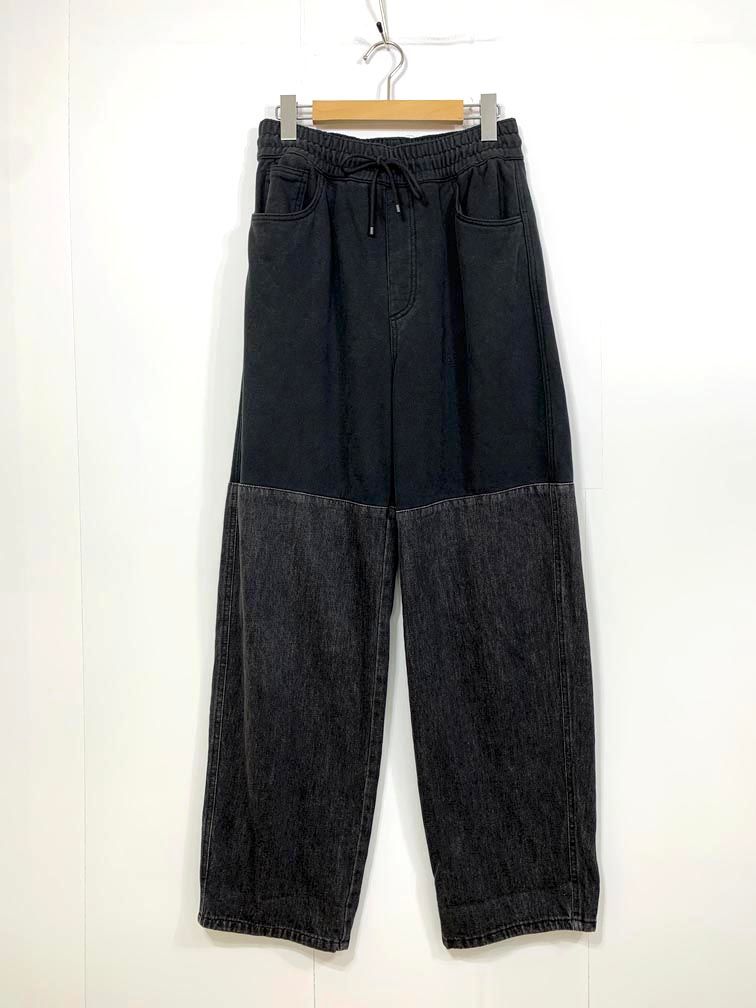 AMOMENTO アモーメント DRAWSTRING DENIM PANTS パンツ sizeS/黒 ■■◎レディース