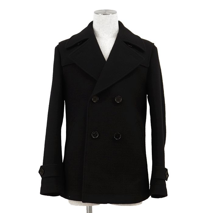 SALE【美品】BURBERRY BLACK LABEL バーバリーブラックレーベル ピーコート サイズ L メンズ ダブルブレスト ショート アウター ダークネイビー 紺