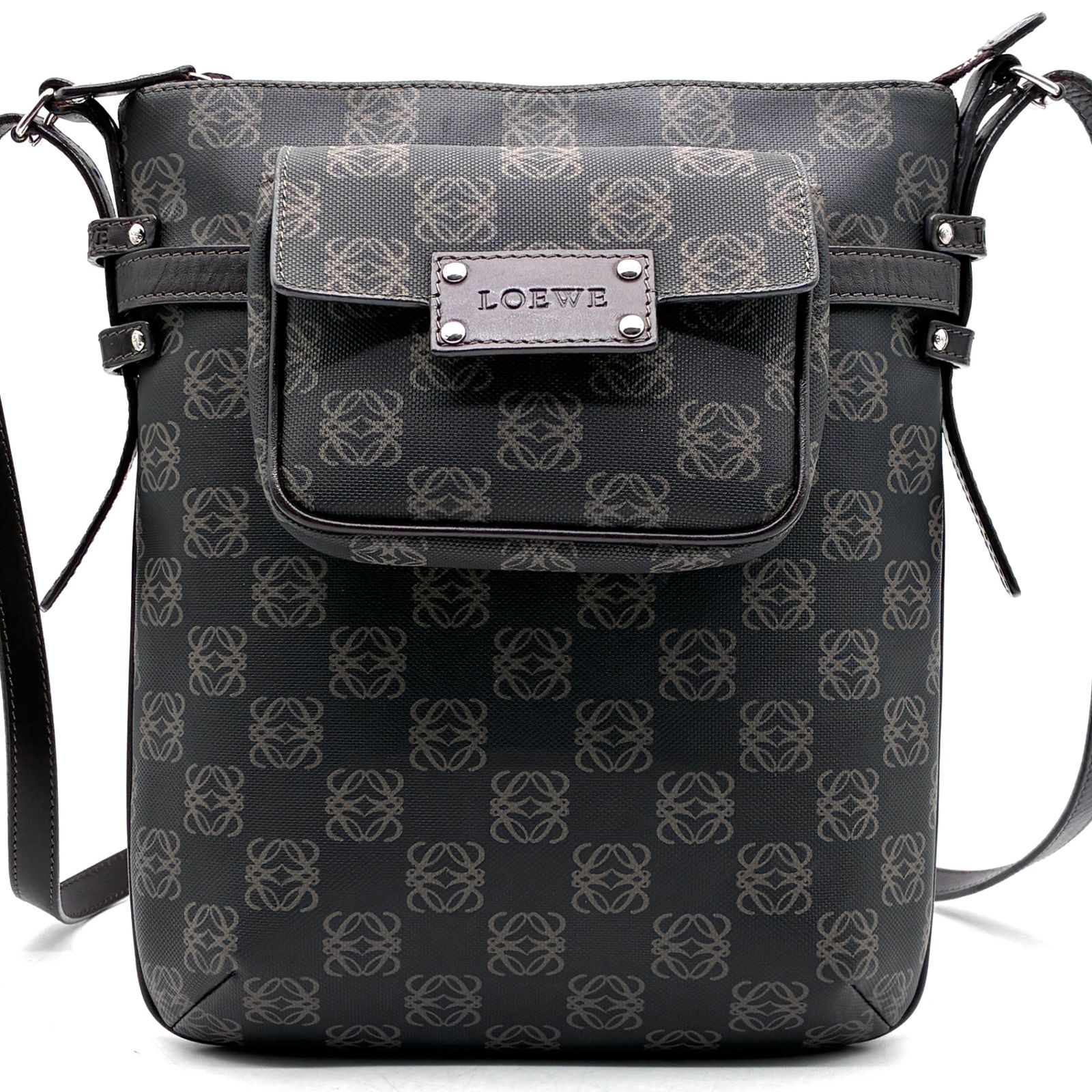美品 ロエベ LOEWE ショルダーバッグ リピートアナグラム ポーチ付 