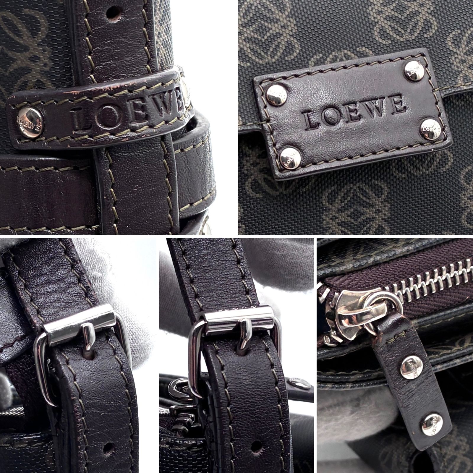 美品 ロエベ LOEWE ショルダーバッグ リピートアナグラム ポーチ付 