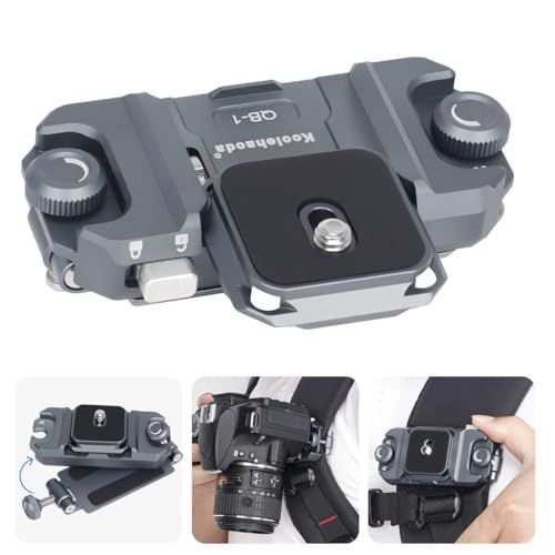 Koolehaoda カメラバックパッククリップ、取り付け/取り外しが簡単、クイックリリースシステム、Sony/Canon/Nikon/Fujifilm SLRカメラ、アクションカメラ、双眼鏡に適しています QB-1t a6037bd2