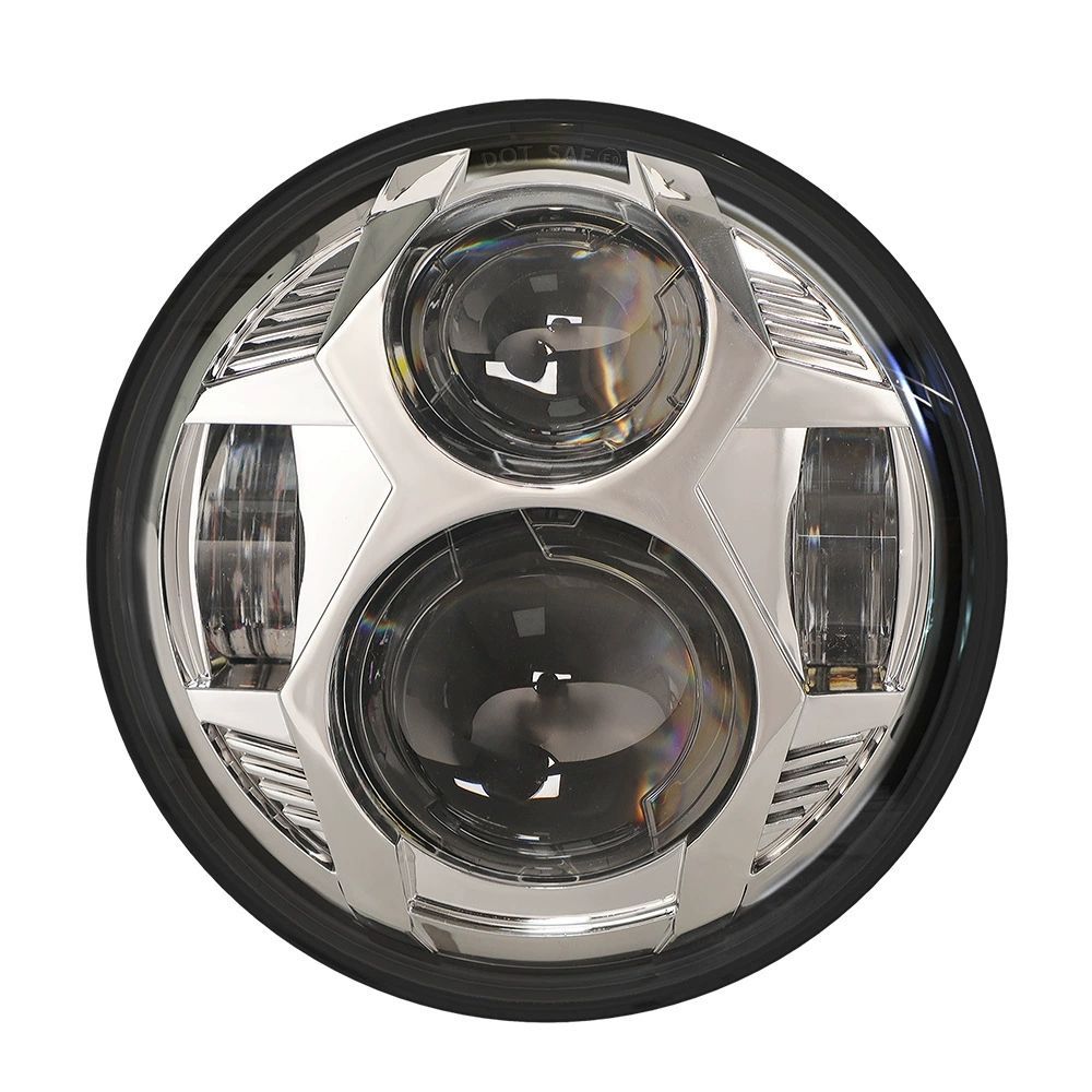【DOT Eマーク認証】5.75インチ LEDヘッドライト ハイビーム51W 4500LM ロービーム36W 2800LM オスラムLED搭載 IP67 防水 EMC内蔵 ハーレー対応 シルバー