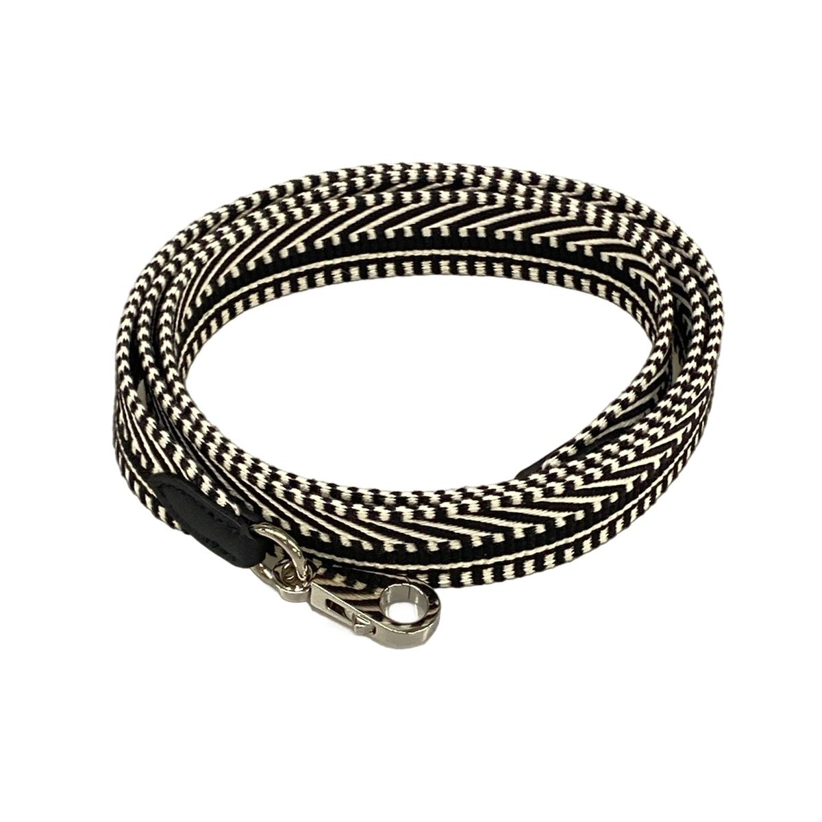 HERMES(エルメス) ショルダーストラップ バンドリエール サングル カヴァル 25mm 黒×白×シルバー シルバー金具
