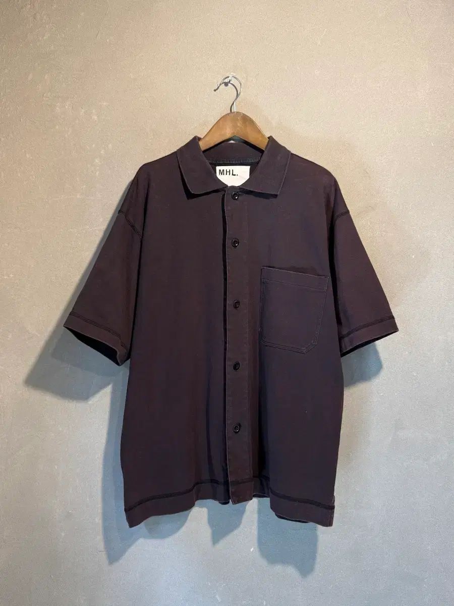 マーガレットハウエル フェイディング シャツ L(XL)