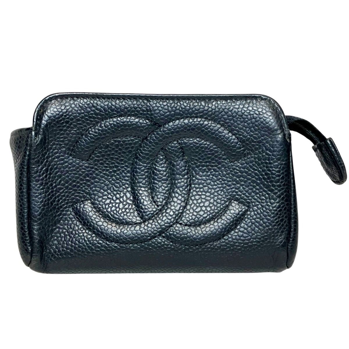 シャネル CHANEL コスメティック ポーチ ココマーク ポーチ キャビアスキン レディース