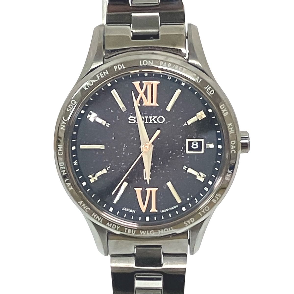 セイコー SEIKO ルキア 腕時計 総重量約44g ステンレス 電波ソーラー ブラック文字盤 1B35-0AY0 レディース