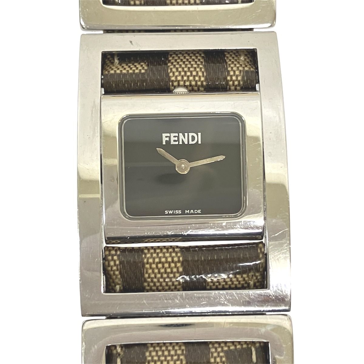 フェンディ FENDI ズッカ 腕時計 総重量約50.2g ステンレス 本革 クオーツ ブラック文字盤 レディース