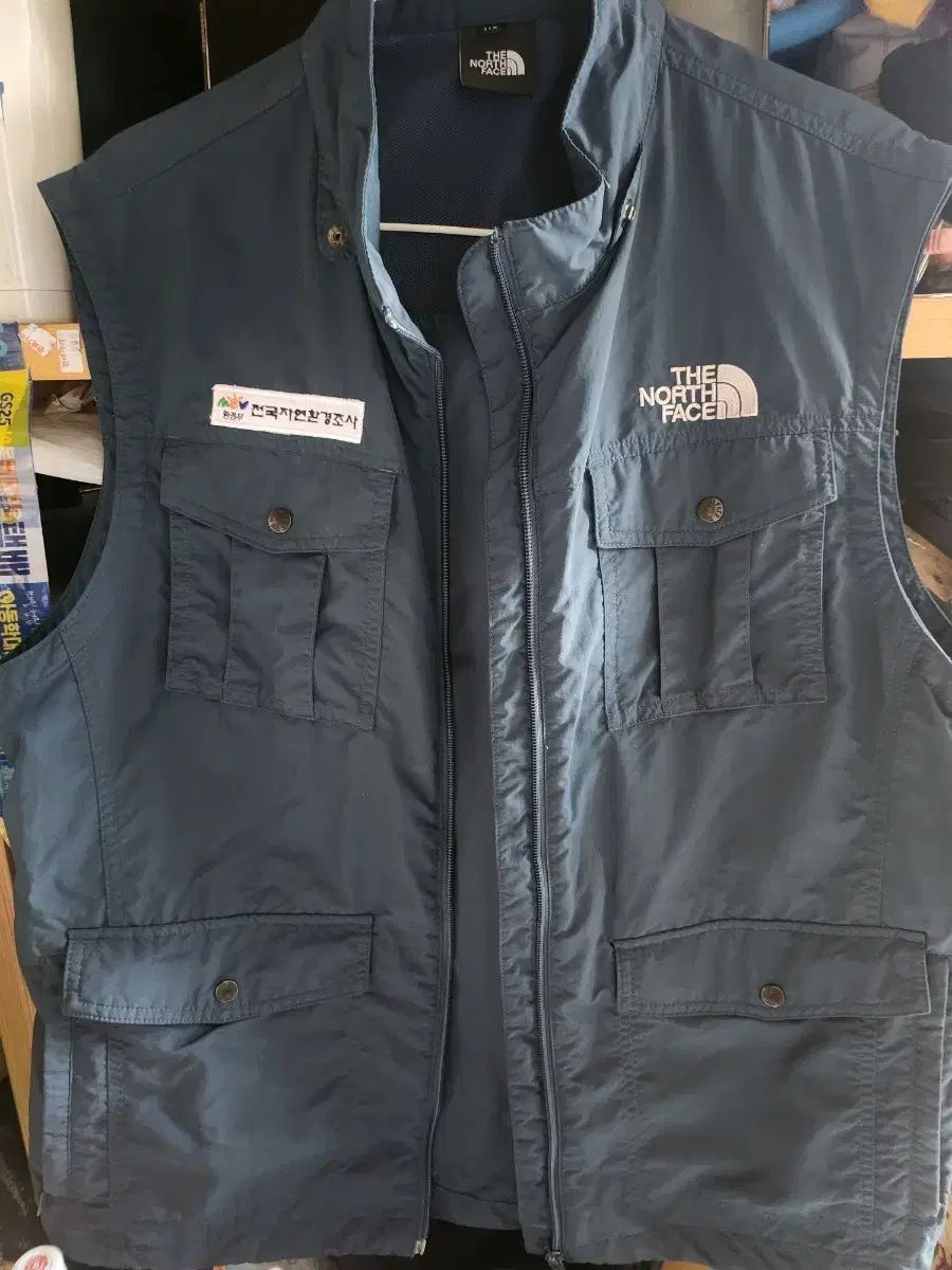THE NORTH FACE ザノースフェイス ベスト ネイビー 110 オーバーサイズ ウーブン 登山 サン(SAN) キャンプ ヴィンテージ
