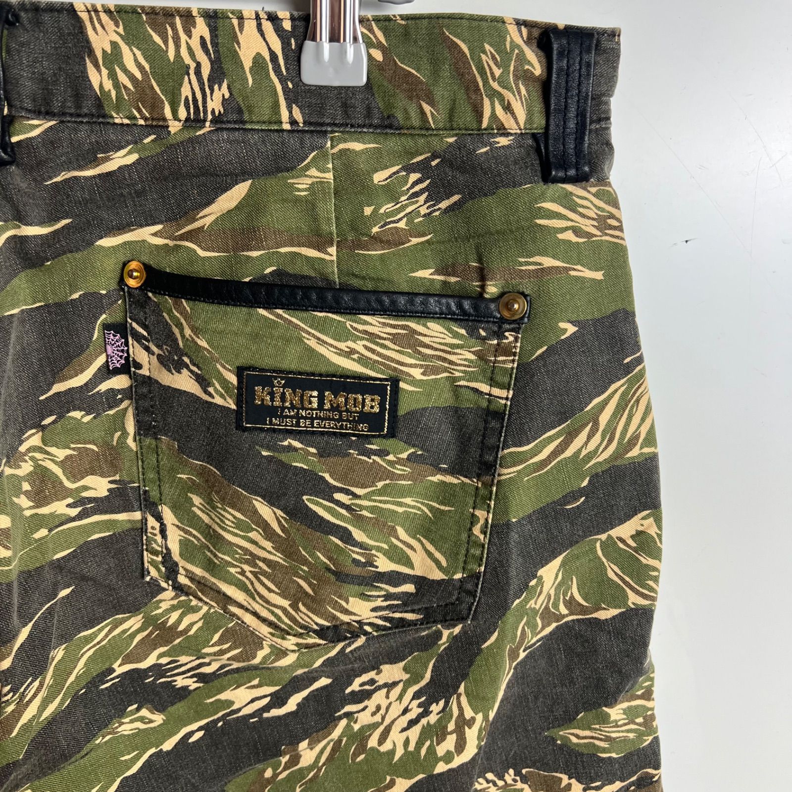 KING MOB 666 japan punk camo leather shorts pants M キングモブ 