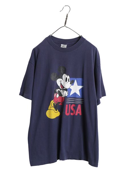 90s ミッキー 両面 プリント Tシャツ メンズ レディース XL 程 オールド ディズニー オフィシャル キャラクター イラスト シングルステッチ