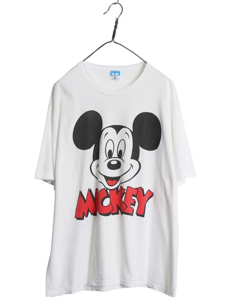 80s USA製 ミッキー イラスト プリント Tシャツ メンズ レディース XL 程 ヴィンテージ キャラクター ディズニー 半袖Tシャツ 大きいサイズ