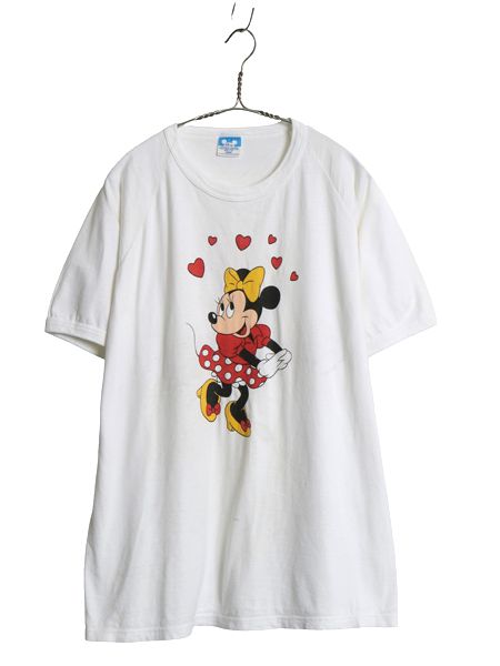 80s USA製 ミニー イラスト プリント Tシャツ メンズ レディース L ヴィンテージ キャラクター ミッキー ディズニー オフィシャル ラグラン