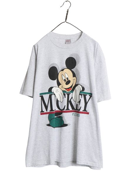 90s USA製 ミッキー 両面 プリント Tシャツ メンズ レディース XL オールド ディズニー オフィシャル キャラクター イラスト 大きいサイズ