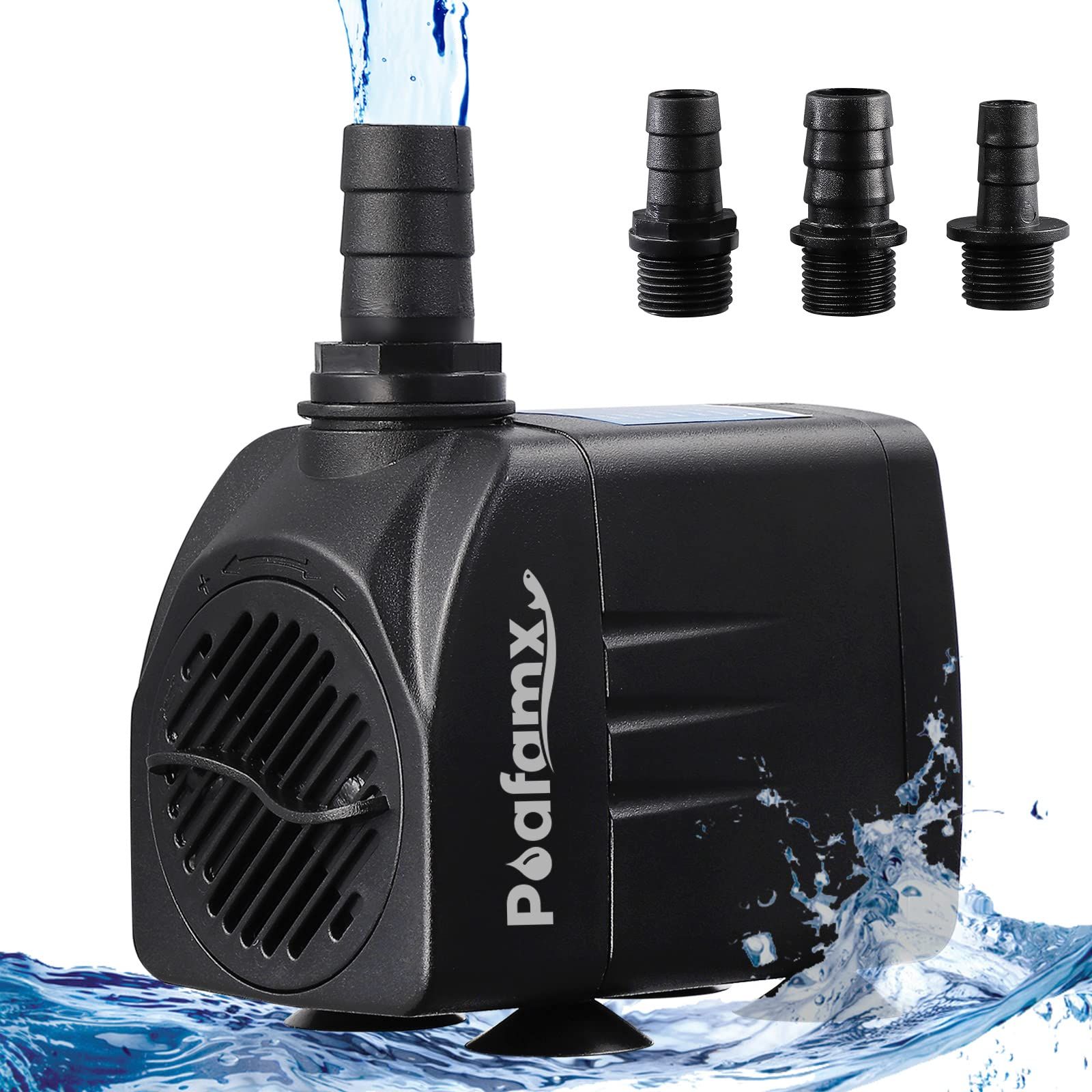 Poafamx 水中ポンプ 排水ポンプ 吐出量2500L/h 最大揚程2.2m 45W 110V ノズル3つ 静音設計 ガーデニング/水換え/池/水族館/水槽の水循環/庭・農業の水やりts