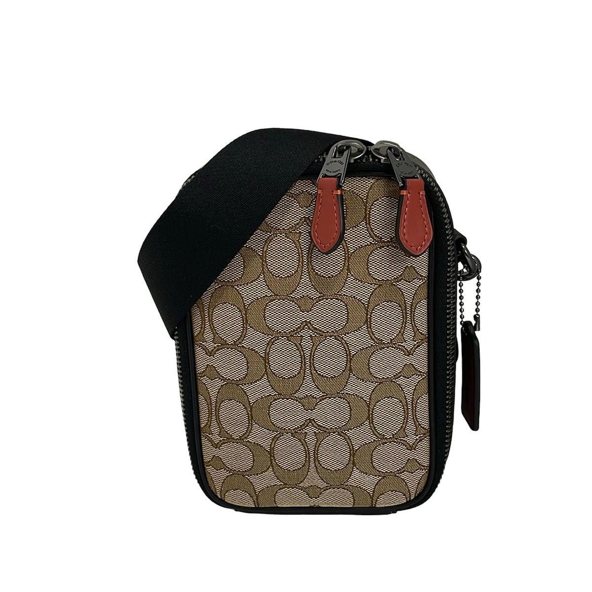 COACH(コーチ) ショルダーバッグ スタントン クロスボディ・シグネチャー ジャカード CH097 ベージュ×黒×ブラウン レザー