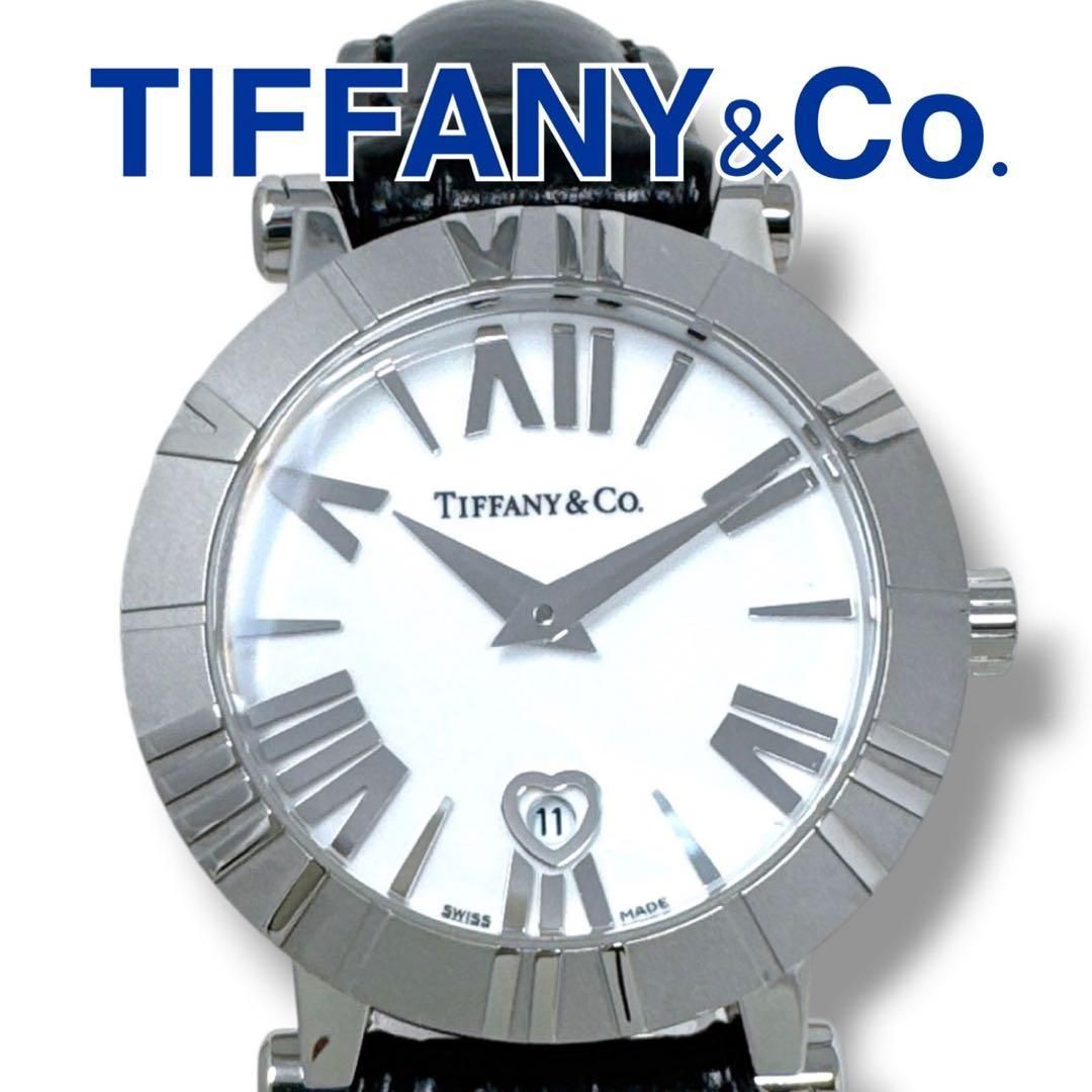 ティファニー アトラス Z1300 革ベルト ホワイト 白 レディース 腕時計 TIFFANY レザー クォーツ ブランド 美品 稼働 ホワイト文字盤 シルバー ブラック革ベルト ホワイト革ベルト クオーツ デイト ステンレススチール セラミック ケース