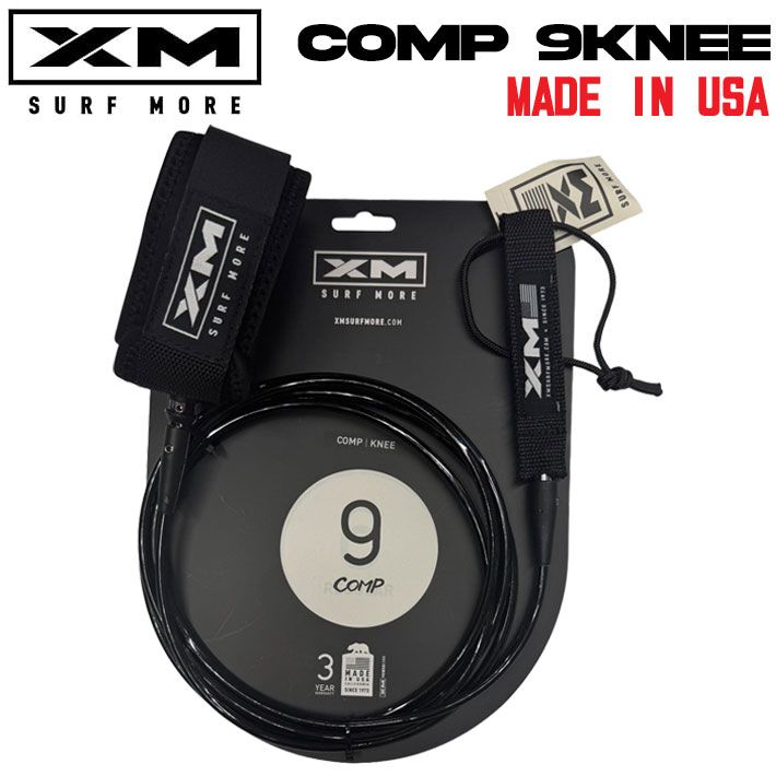 2025 XM サーフィン リーシュコード COMP 9'0 KNEE 膝用 9ft ひざ用 エックスエム ショートボード リーシュ MADE IN USA サーフボード