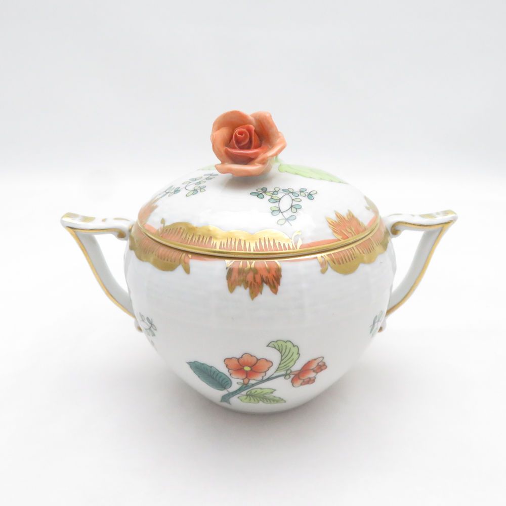 美品 Herend ヘレンド ウィンザーの小枝 WBOS シュガーポット 砂糖入れ バラ 薔薇 SO3970K1