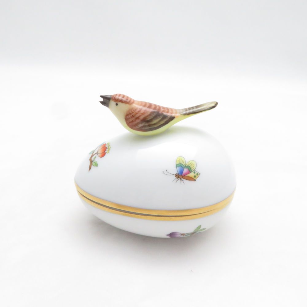 未使用 Herend ヘレンド ヴィクトリアプレーン VA タマゴボックス ヨコ トリ 鳥 小物入れ SO3971K1