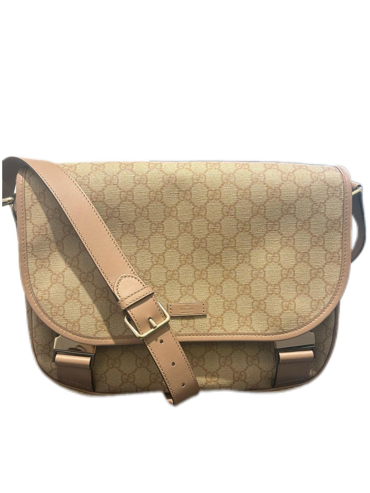 GUCCI グッチ バッグ GGプラス ピンクベージュ PVC/レザー ﾊﾞｯｸﾞ 201732 ショルダーバッグ PVCコーティングキャンバス/レザー ベージュ レディース【中古】208　