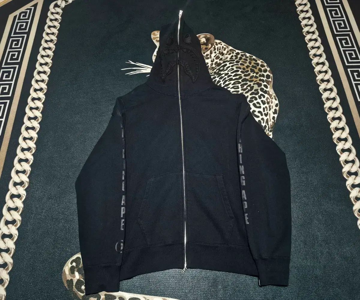 アベイシングエイプ 16F/W シャーク フーディー ジップアップ オール ブラック XL 正規品