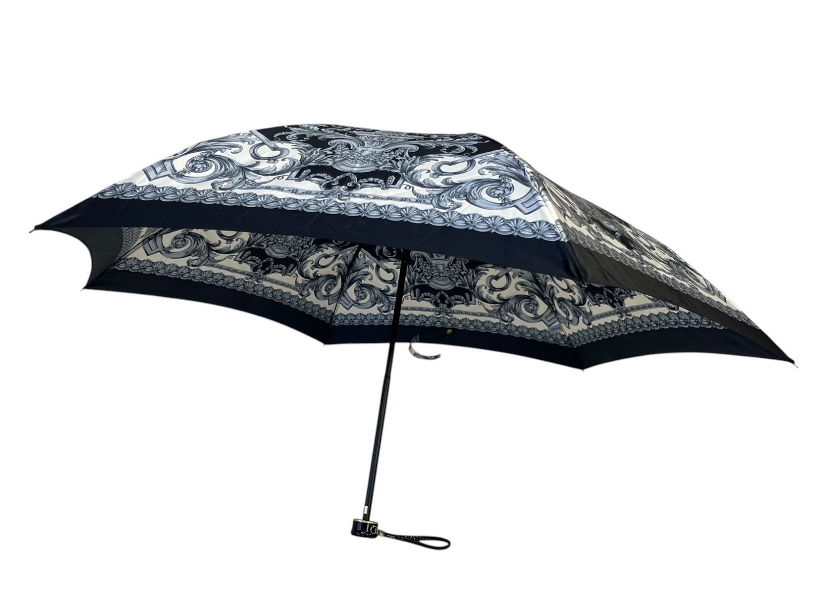 GIANNI VERSACE (ジャンニヴェルサーチェ) 総柄 折りたたみ傘 ブラック シルバー レディース/025