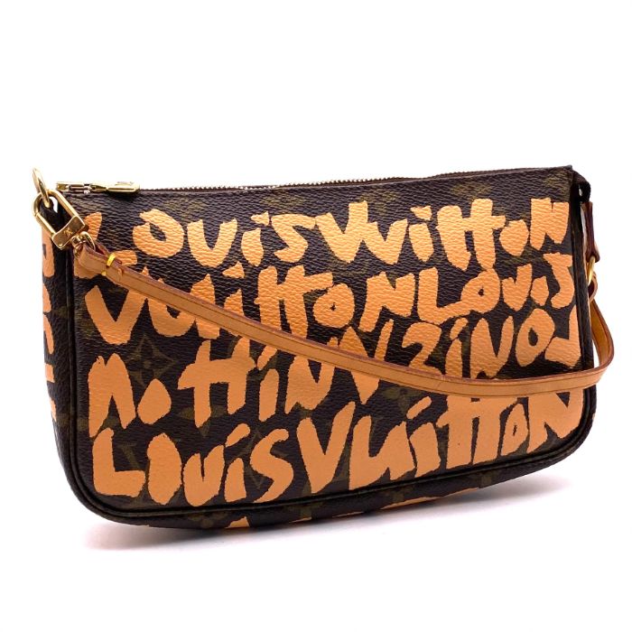 【中古】美品 LOUIS VUITTON ヴィトン モノグラム グラフィティ ポシェット アクセソワール レザー アクセサリー ポーチ ハンド バッグ AR 0031 fY05258A