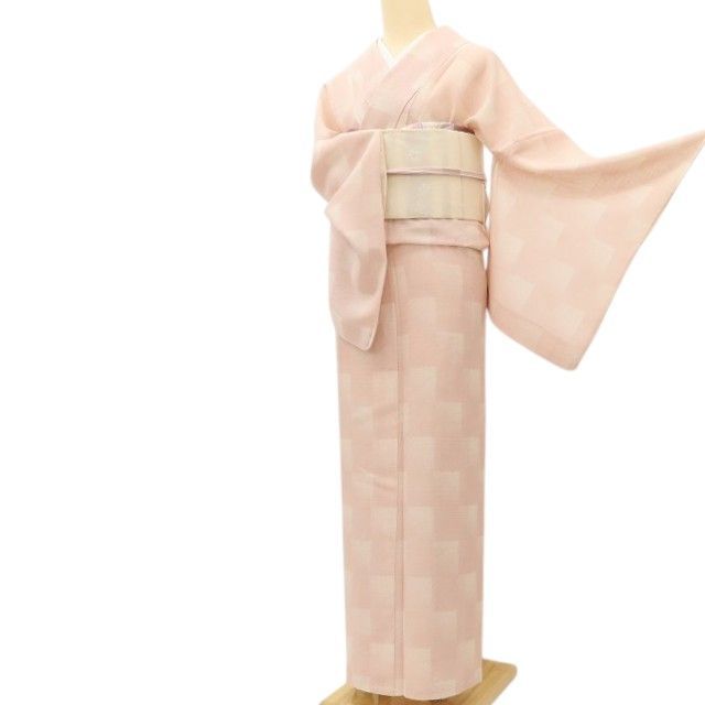 百華❀Y5078◇正絹 夏着物 紋紗 居敷当て付き 手縫い仕立て 小紋