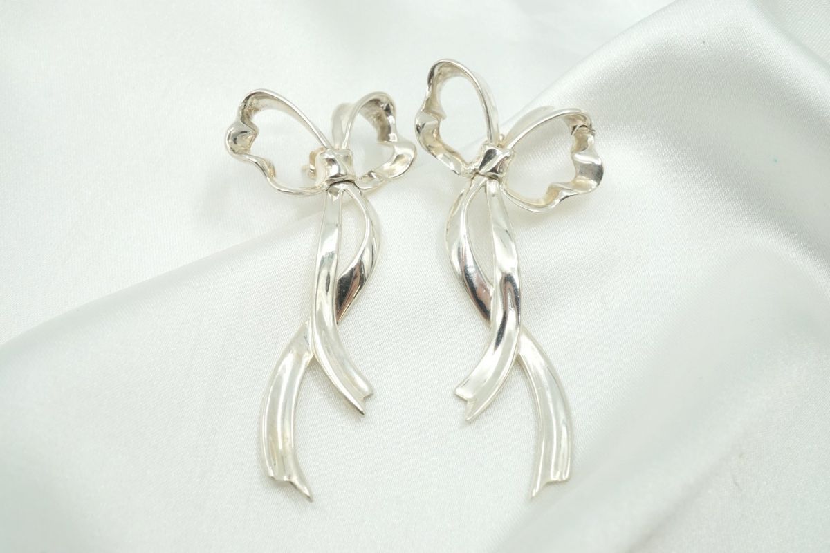 ティファニー リボン ピアス スイング SV925 12.8g アクセサリー 銀 シルバー TIFFANY&Co. 6807j