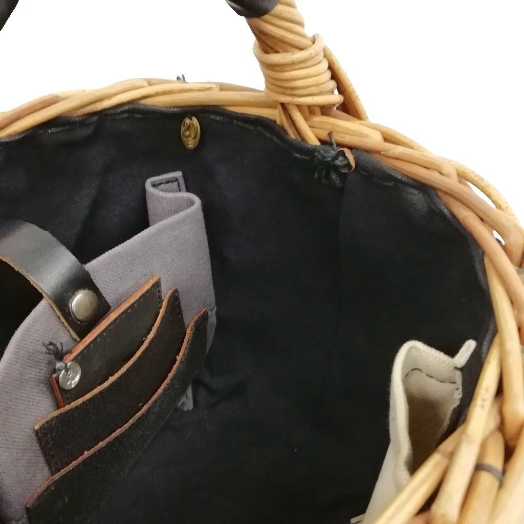 エバゴス EBAGOS 紅籐 リネン被せ ワンハンドル カゴバッグ バケツ