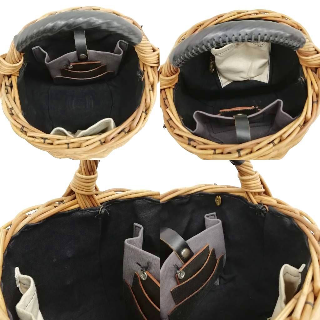 エバゴス EBAGOS 紅籐 リネン被せ ワンハンドル カゴバッグ バケツ