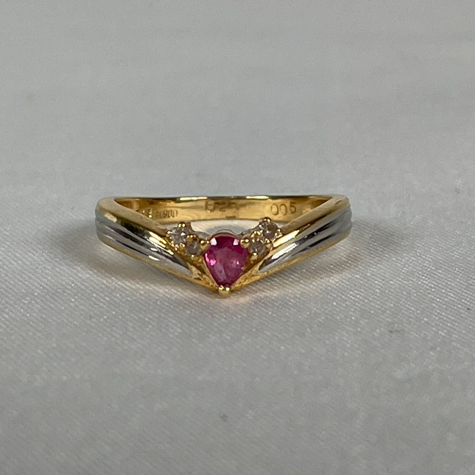 ninjin K18 PT900 コンビ　天然ルビー　ダイヤモンドリング K18 Pt900 コンビリング ルビーダイヤリング ルビー0.2ct ダイヤ0.05ct