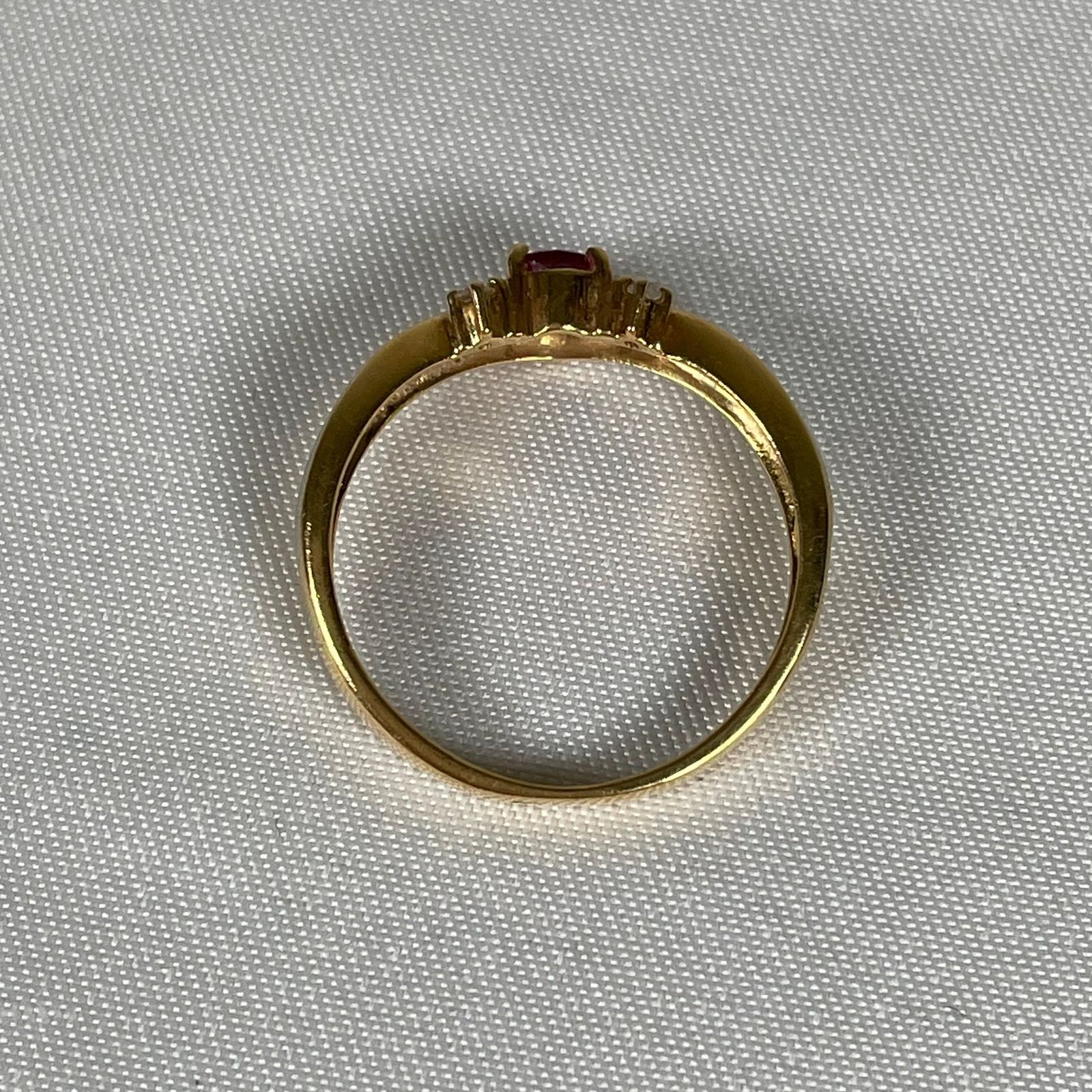 K18 Pt900 コンビリング ルビーダイヤリング ルビー0.2ct ダイヤ0.05ct