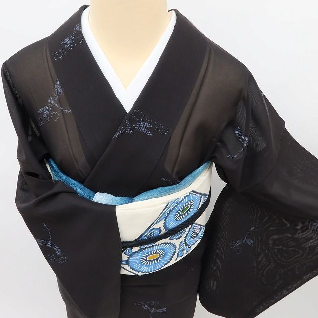 百華❀Y5079◆正絹 夏着物 トンボ 紗紬 大島紬 カタス式 7マルキ 居敷当て付き 手縫い仕立て 百華❀Y5079◆正絹 夏着物 トンボ 紗紬 大島紬 カタス式 7マルキ 居敷当て付き 手縫い仕立て