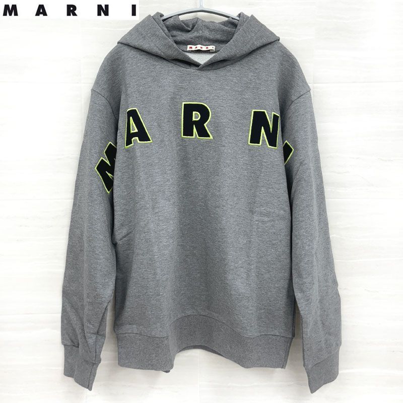 在庫処分品！ MARNI マルニ 新品 キッズ フーディ M01266 M00RE 0M919 グレー 長袖 パーカー ロゴ 薄手 スウェット トレーナー12y 140 150 サイズ 送料無料 並行輸入品