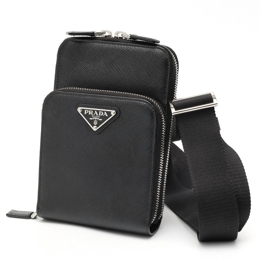 プラダ / PRADA　サフィアーノレザー スマートフォンケース / ショルダーポーチ　2ZH126　レザー　ブラック 【中古】 82,280円