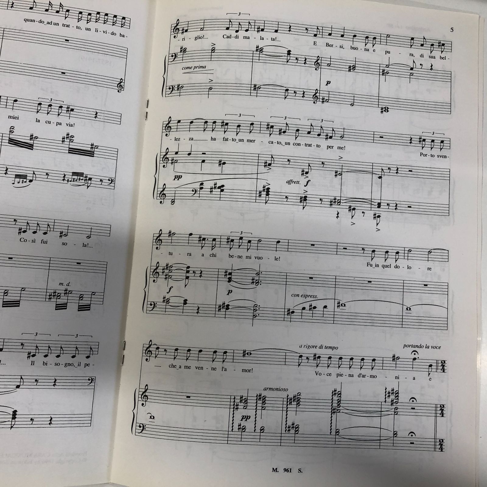 ◇[N]楽譜 LAMAMMA MORTA ANDREA CHENIER オペラ アンドレア シェニエ 