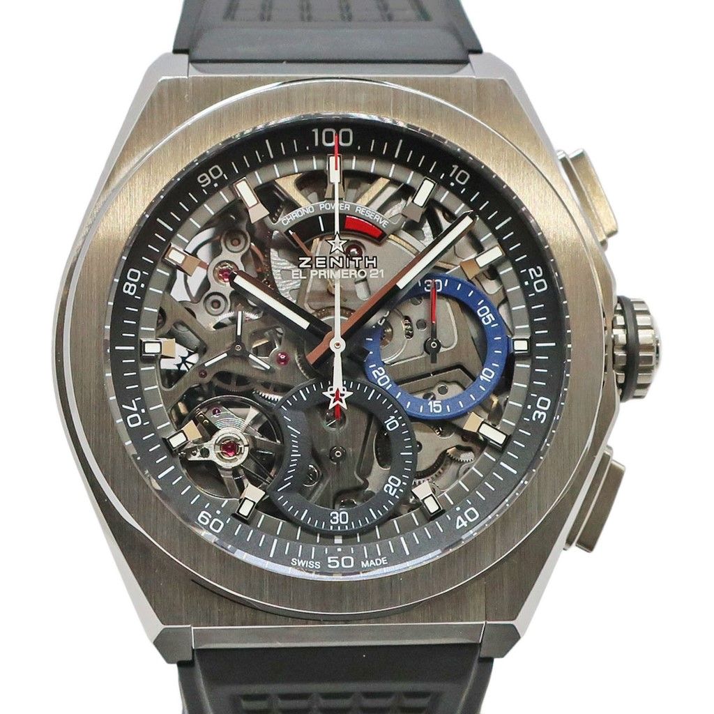 【天白】メーカーOH済 ゼニス デファイ エルプリメロ21 95.9000.9004/78.R782 チタン ラバー スケルトン 自動巻き メンズ 男
