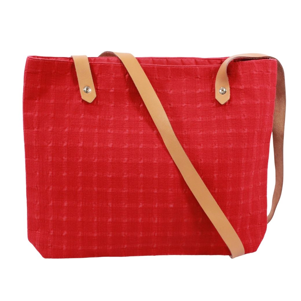 HERMES エルメス アメダバ ショルダーバッグ コットンキャンバス/レザー レッド【中古】 レディース