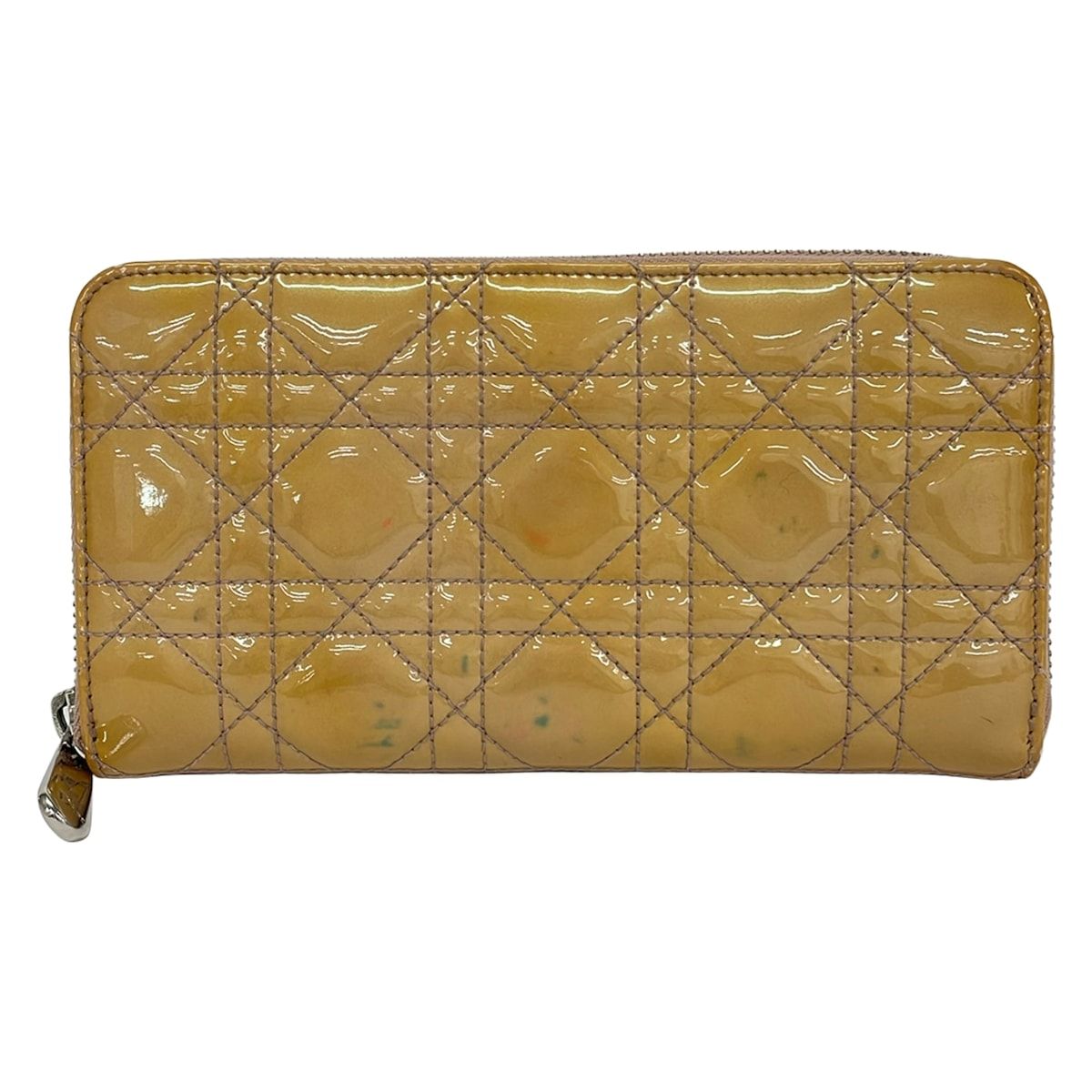 DIOR/ChristianDior(ディオール/クリスチャンディオール) 長財布 カナージュステッチ ベージュ ラウンドファスナー レザー