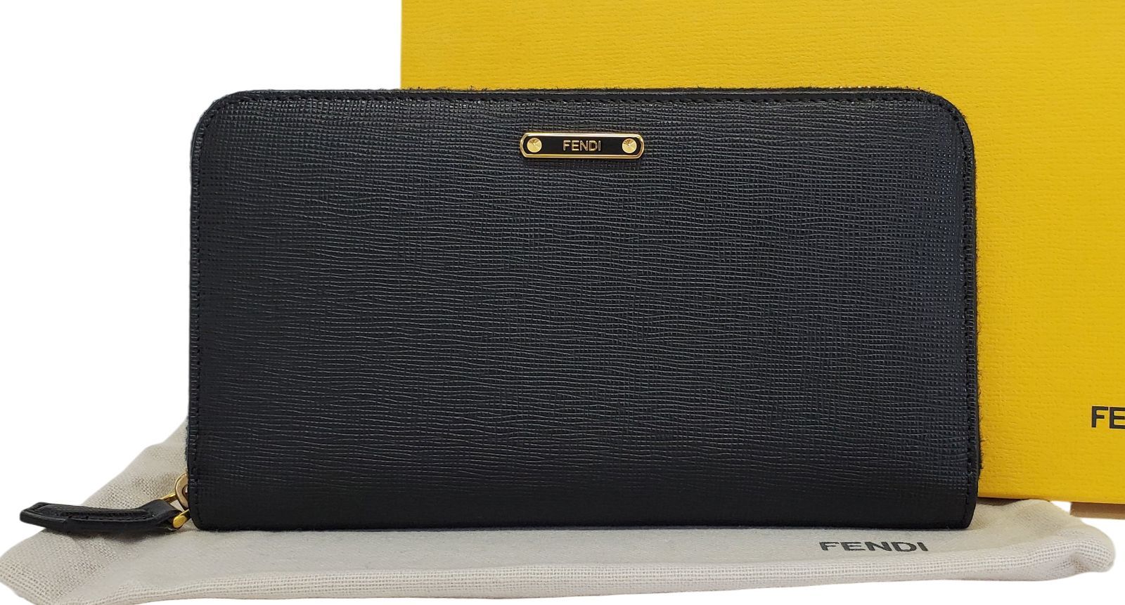 未使用【フェンディ】ジッップアラウンドウォレット 8M0299◆ジッピー長財布 ラウンドファスナー 黒◆D3664
