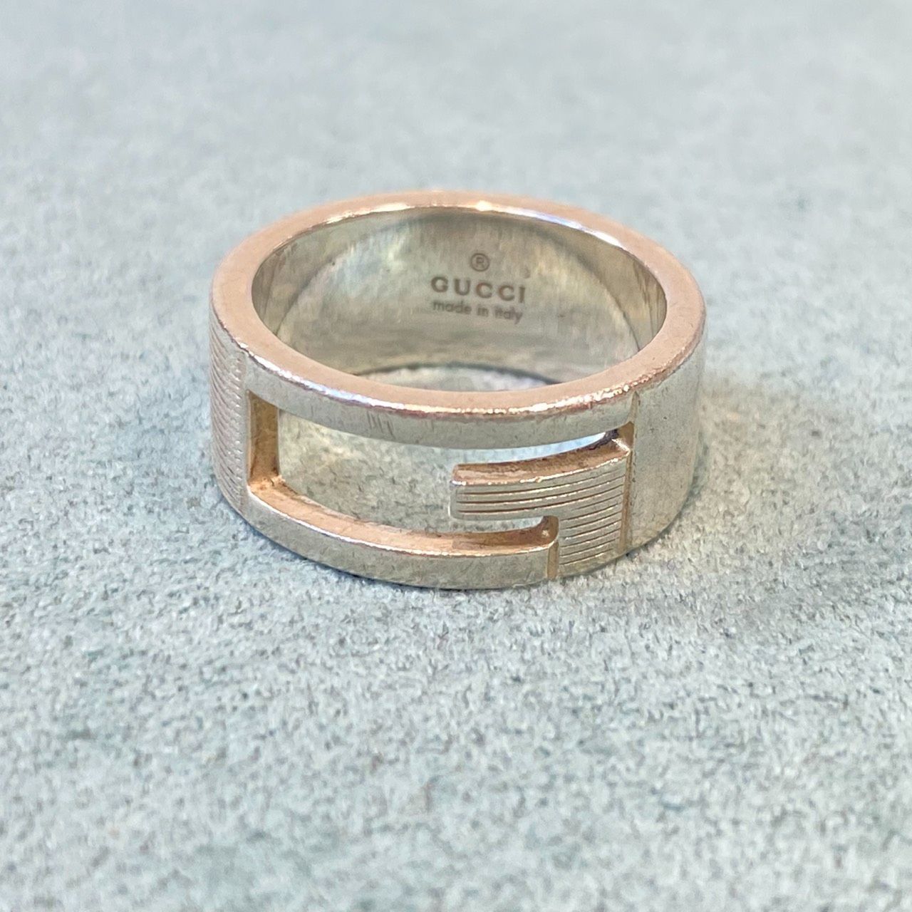 塩】グッチ GUCCI SV925 カットアウトG リング 指輪 12号 シルバー 