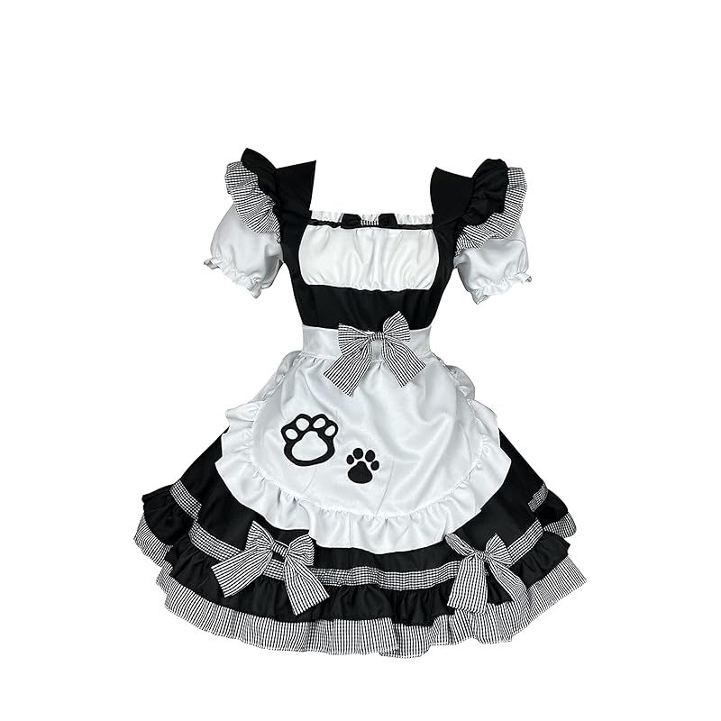 【新品】 [OMZIN] 英国風 半袖 ワンピース ロリータ コスプレ コスプレ衣装 コスプレ アニメ パニエセット コスプレ衣装 ブラック XL
