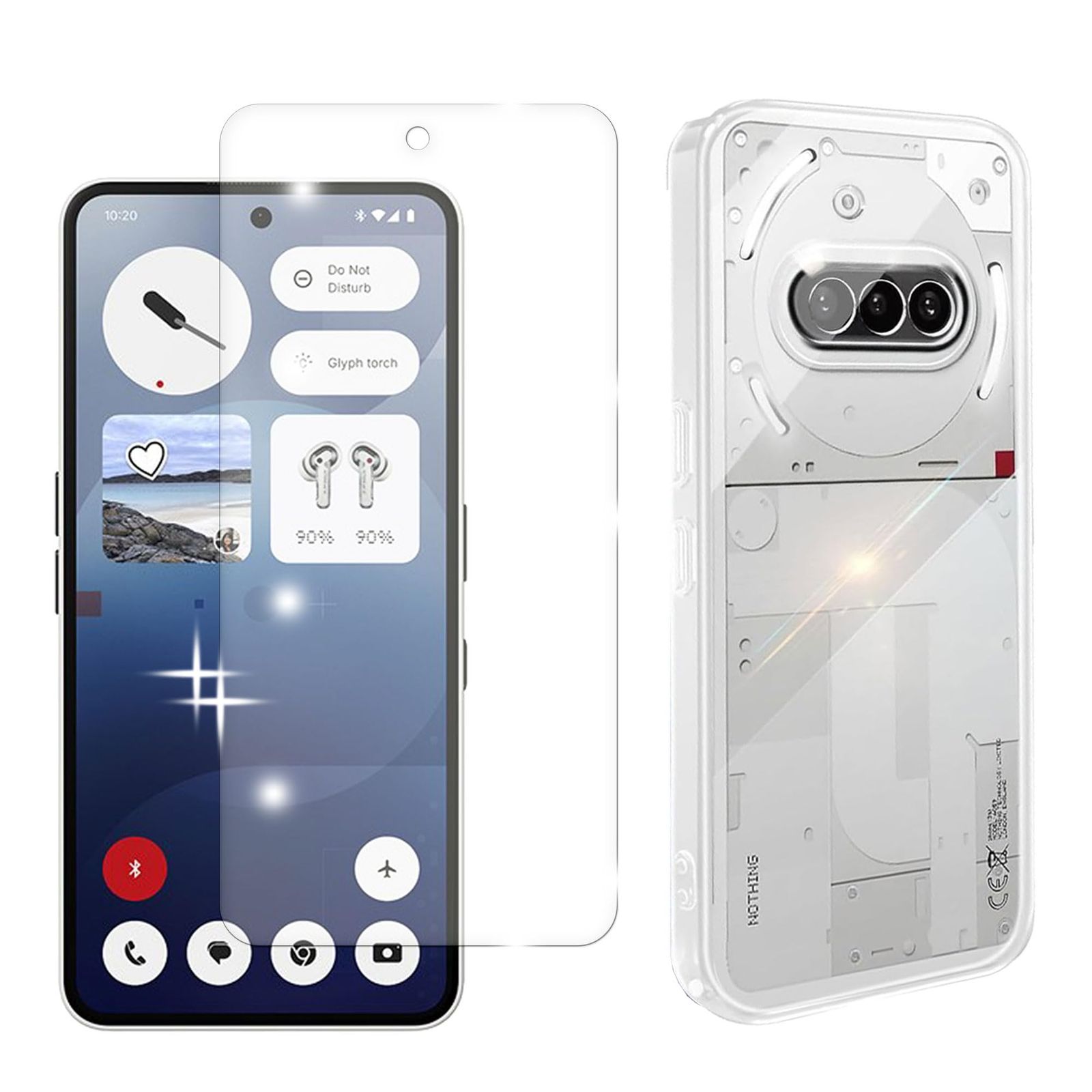 1+1】 for nothing Phone (3a) ガラスフィルム+ケース クリア ガラス 