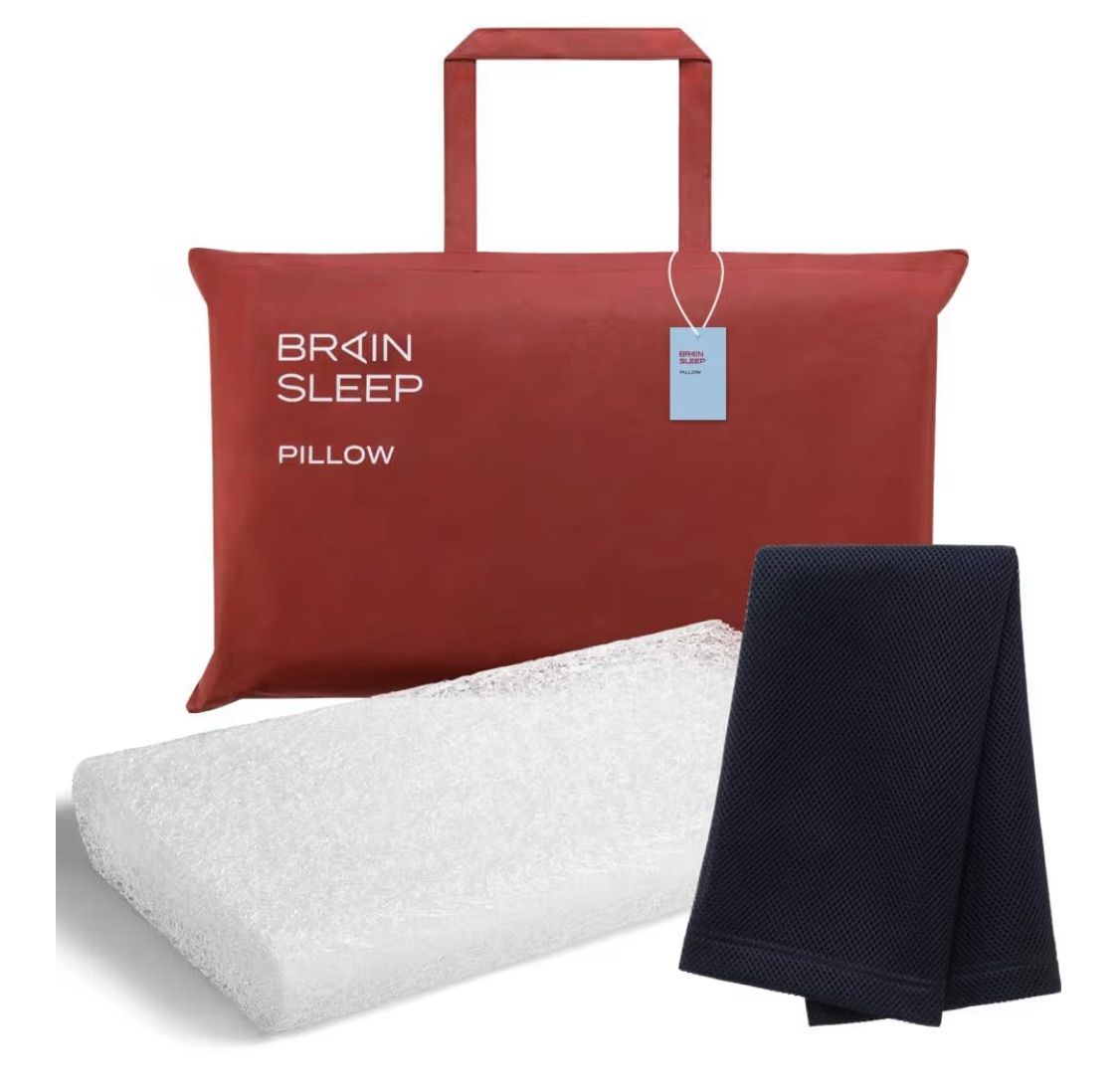 BRAIN SLEEP PILLOW Low+ピローカバー(アクティブエア)ネイビーX00155DF4H 【Aランク】739