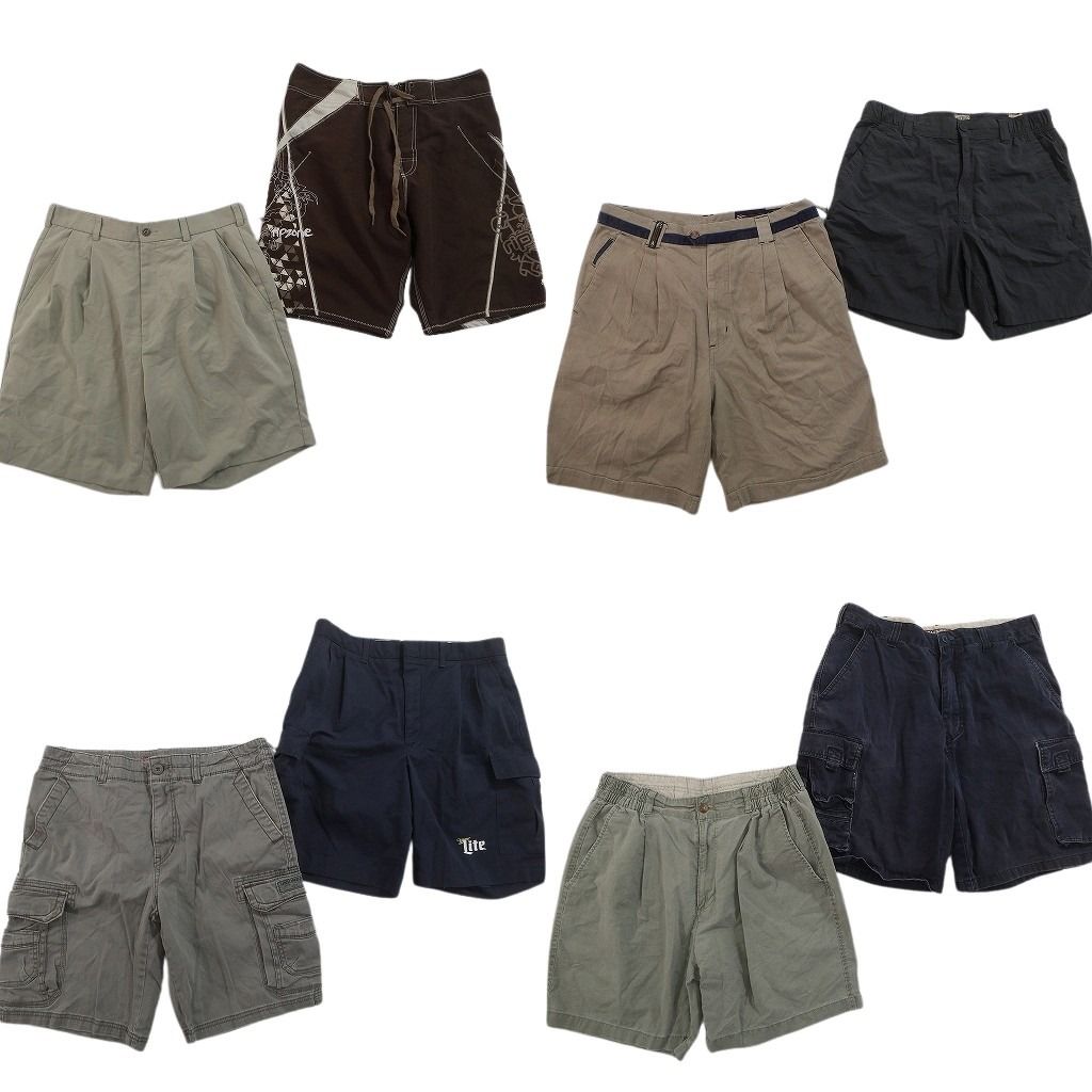 古着卸 まとめ売り ショートパンツ MIX 8枚セット ( メンズ 34 ) カーゴ 企業 ミラーライト タック ベージュ 中古 古着 NF1810