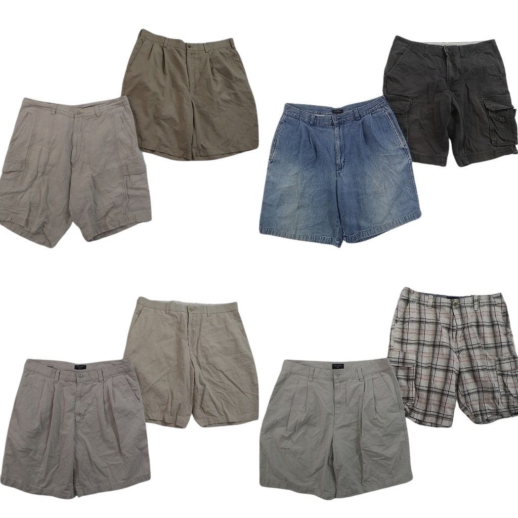 古着卸 まとめ売り ショートパンツ MIX 8枚セット ( メンズ 36 ) タック チェック カーゴ デニム フェード チノ 中古 古着 NF1812